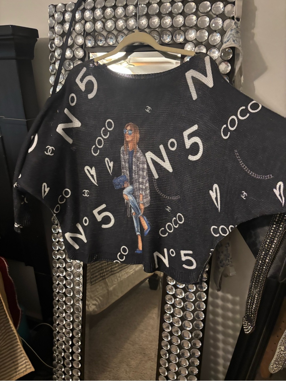 CHANEL Black Graphic N°5 Logo Sweater rare hard to find excellent condition